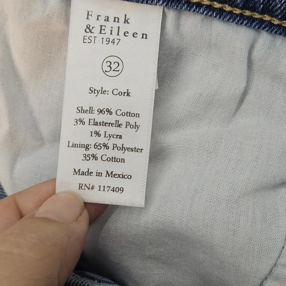 Frank & Eileen Cork Jeans Women 32 Slim Straight Raw Hem Medium Wash Denim - Picture 11 of 16